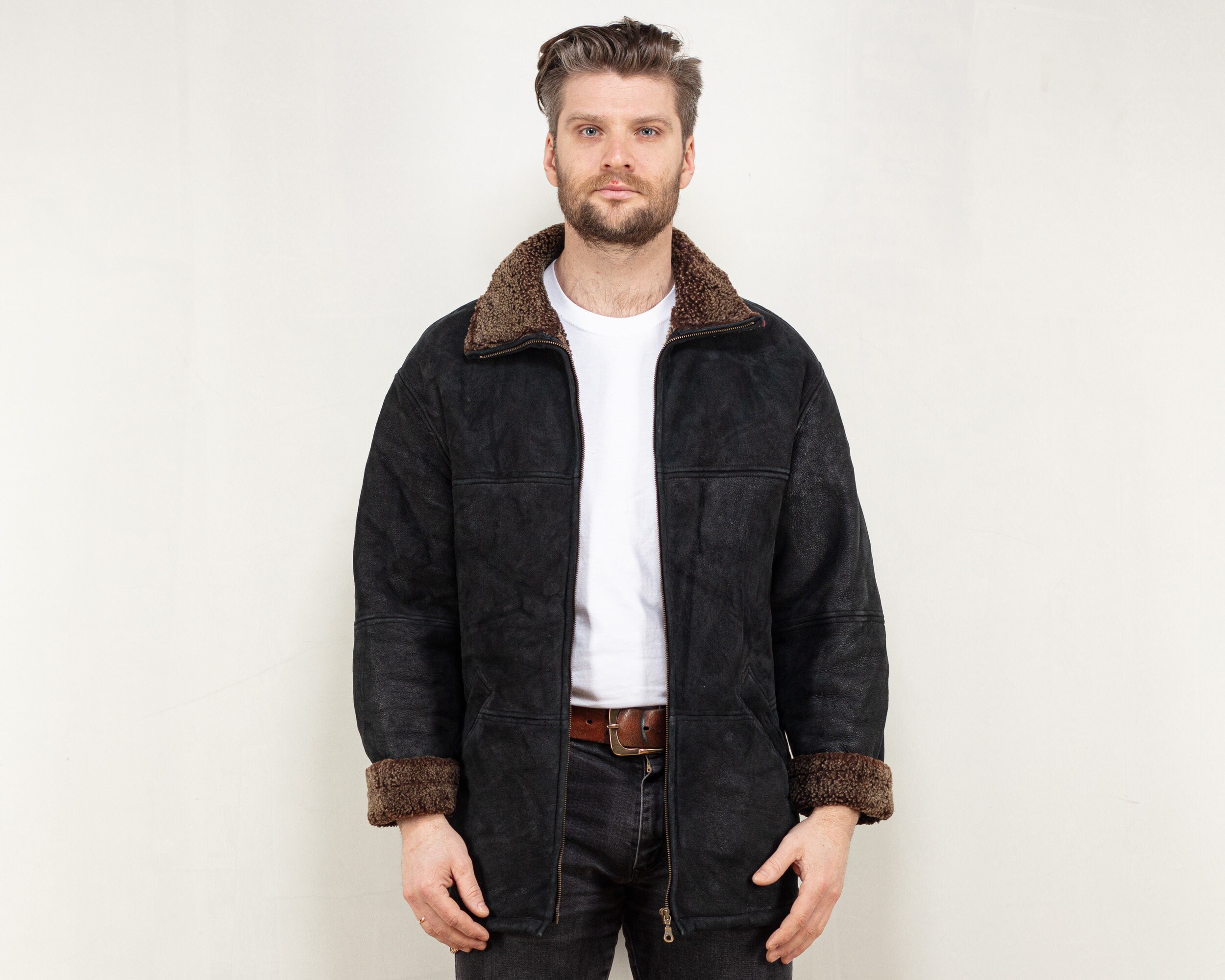 river island mens sheepskin coat