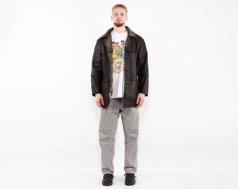 Abrigo de piel de oveja marrón de los 90 - Talla M/L