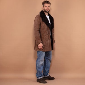 Original Sheepskin Coat Men 70's, Men Size M Shearling Coat, Western Coat, Winter Suede Coat, Shearling Coat, Mens Clothing, BetaMenswear image 2