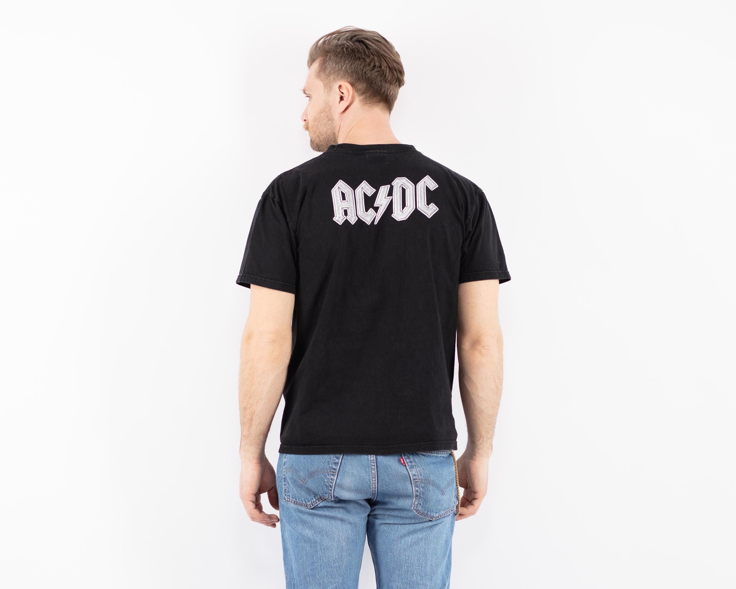 90s Vintage Black AC/DC Band T-shirt, Cotton, Men's Size M/L