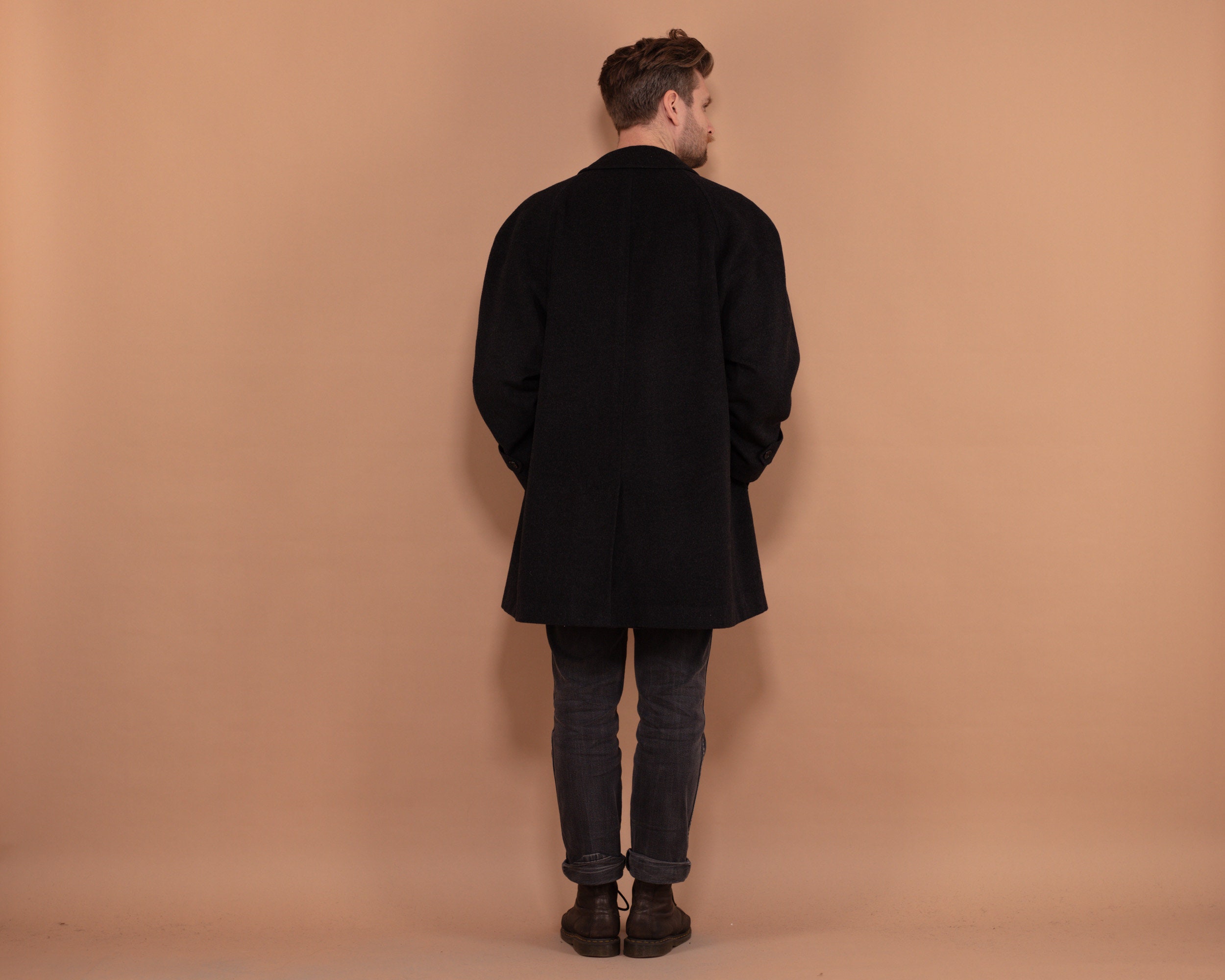 Vintage 80s Cashmere Wool Overcoat Men's Gray Size L - Etsy