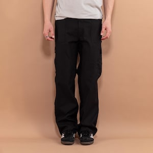 90s Men&#39;s Black Cargo Pants, Men Size XXL Cargo Pants, Retro Streetwear, Urban Skate Wear, Oversized Cargo Pants, Y2K Streetwear