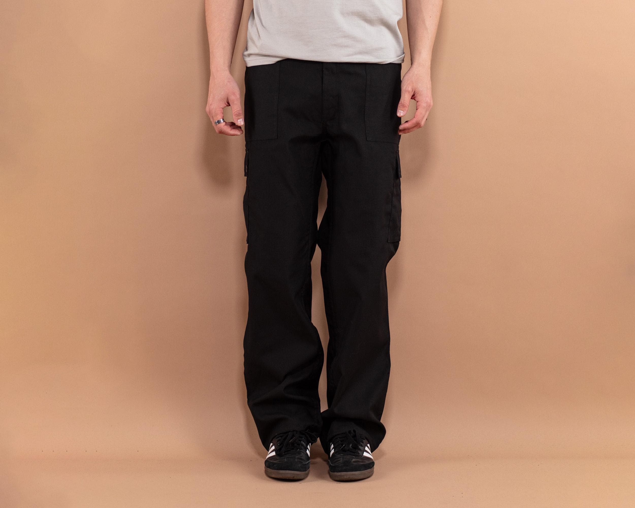 90s Men's Black Cargo Pants, Men Size XXL Cargo Pants, Retro Streetwear, Urban Skate Wear, Oversized Cargo Pants, Y2K Streetwear