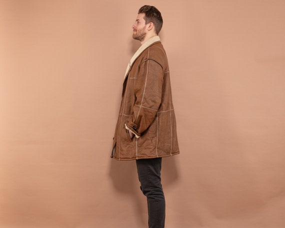 Oversized Sheepskin Coat, Size Large XL, Men Vint… - image 2