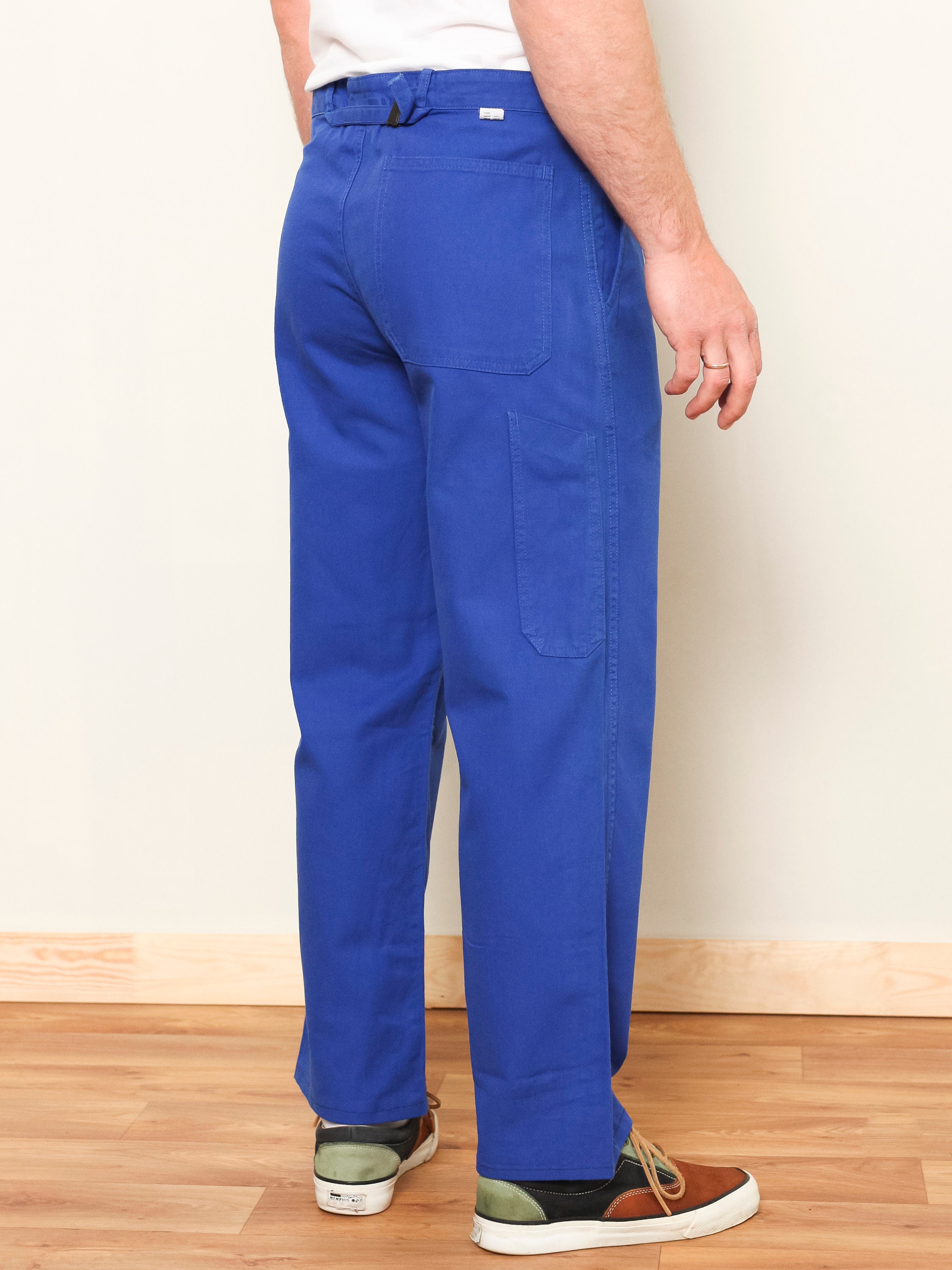 Blue Work Pants men vintage 80s wide chore pants trousers men casual ...