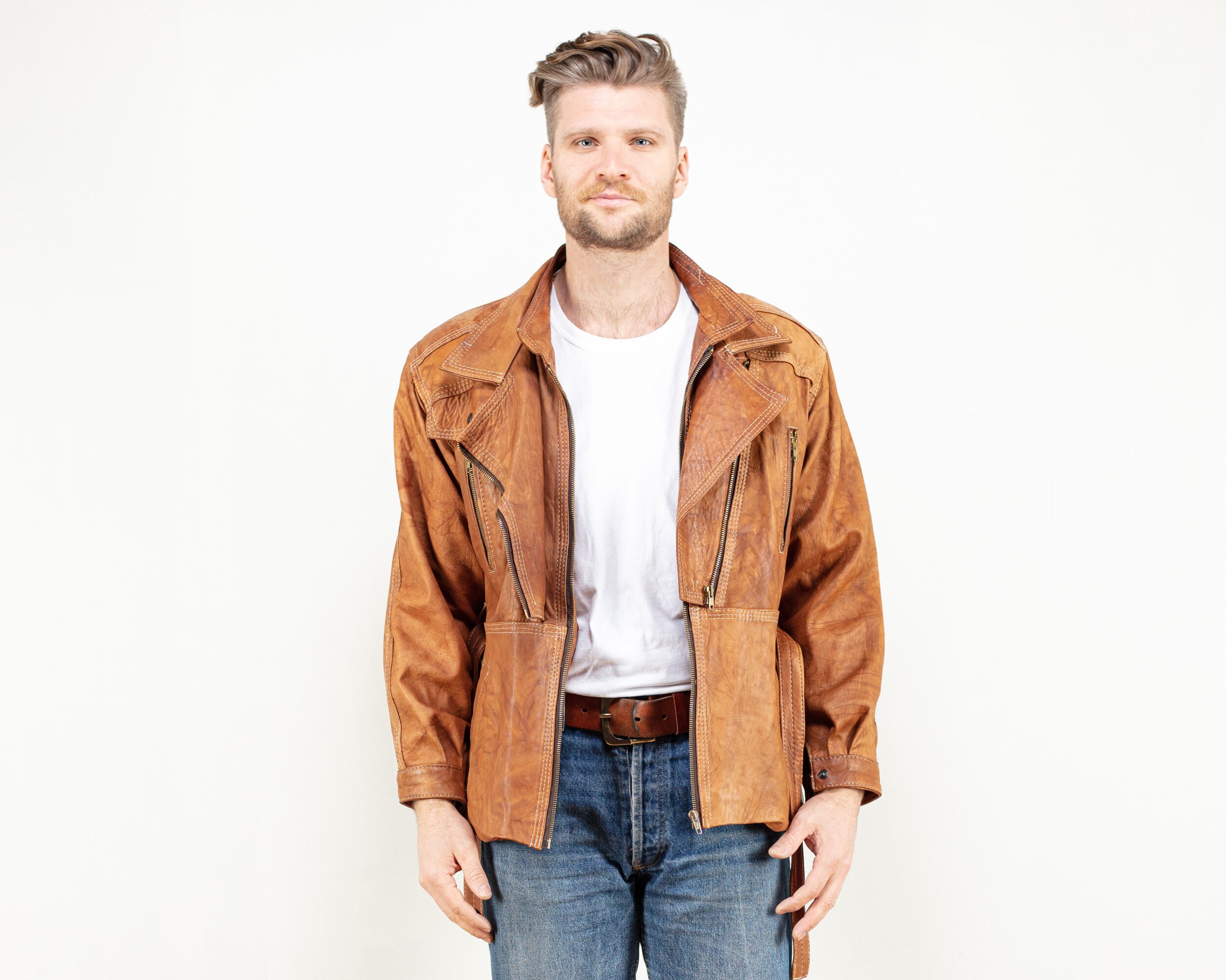 80s leather jacket mens