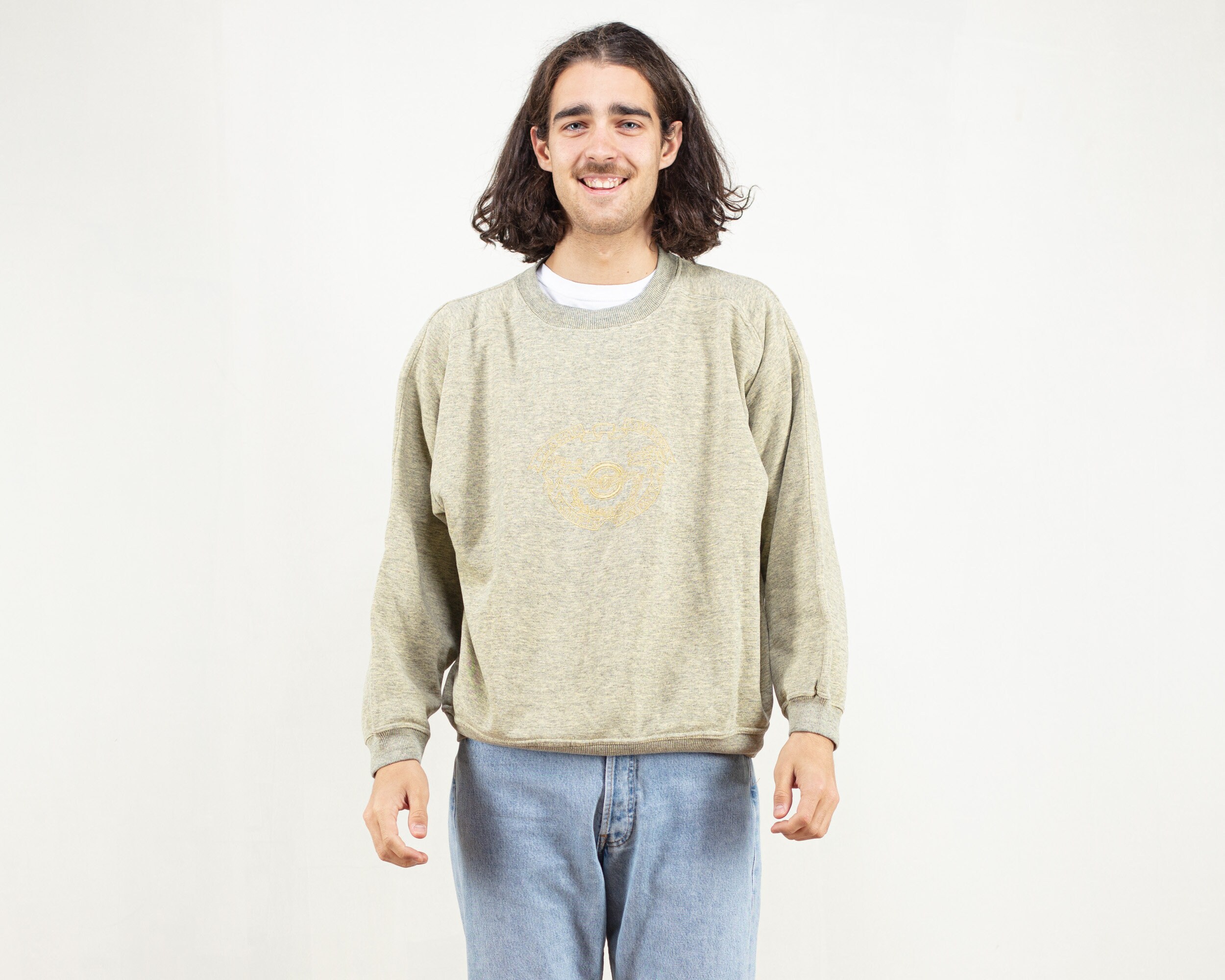 Green 80's Sweatshirt cotton jumper 1980s sport pullover casual men jumper everyday jumper men