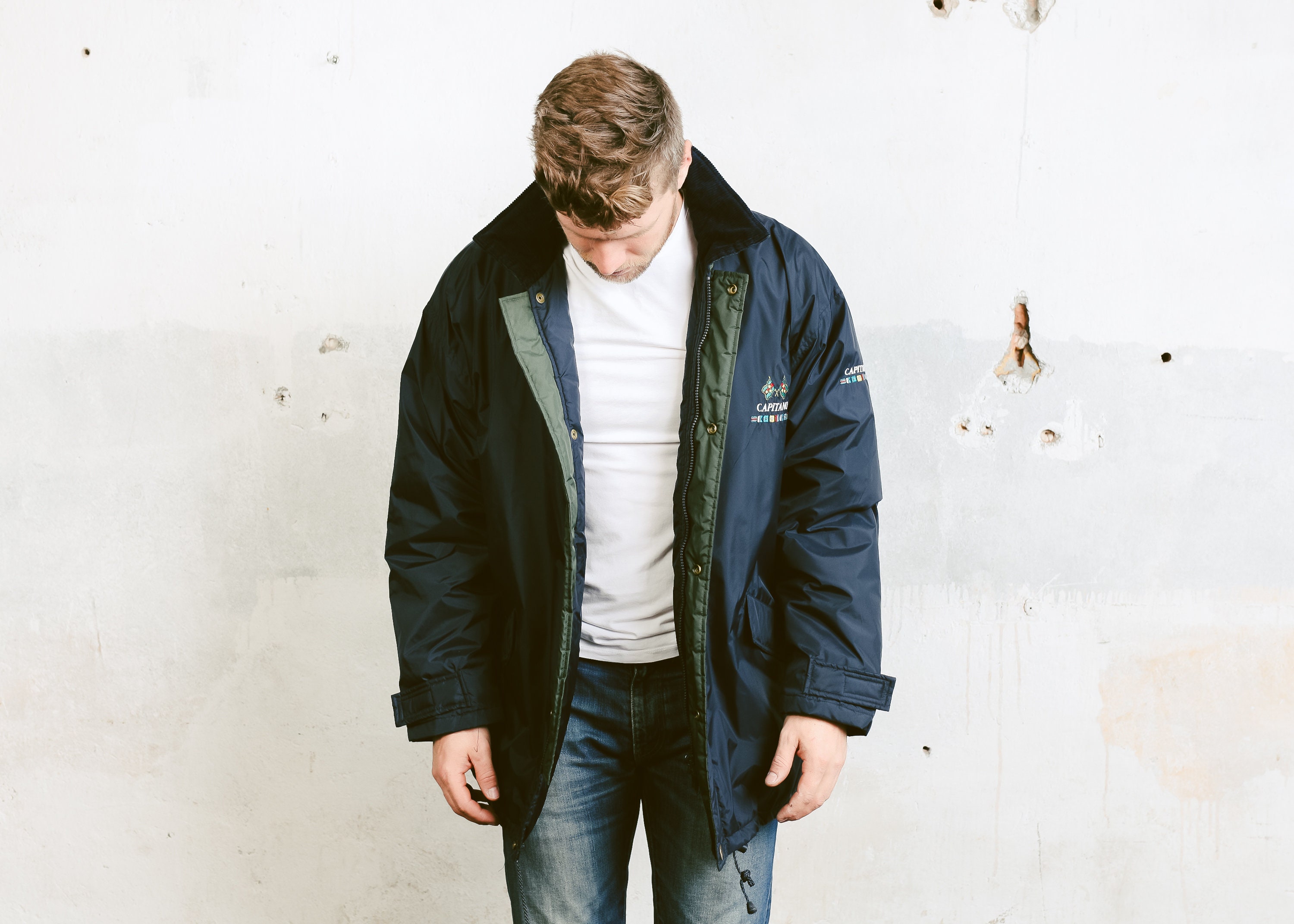 Men's 90s Windbreaker Jacket . Sailing Jacket 1990s Rain Jacket Shell