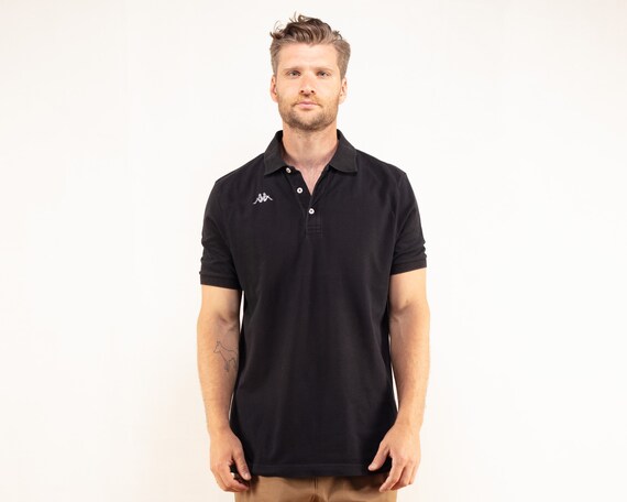Black KAPPA Shirt Polo Vintage 90s Bold 