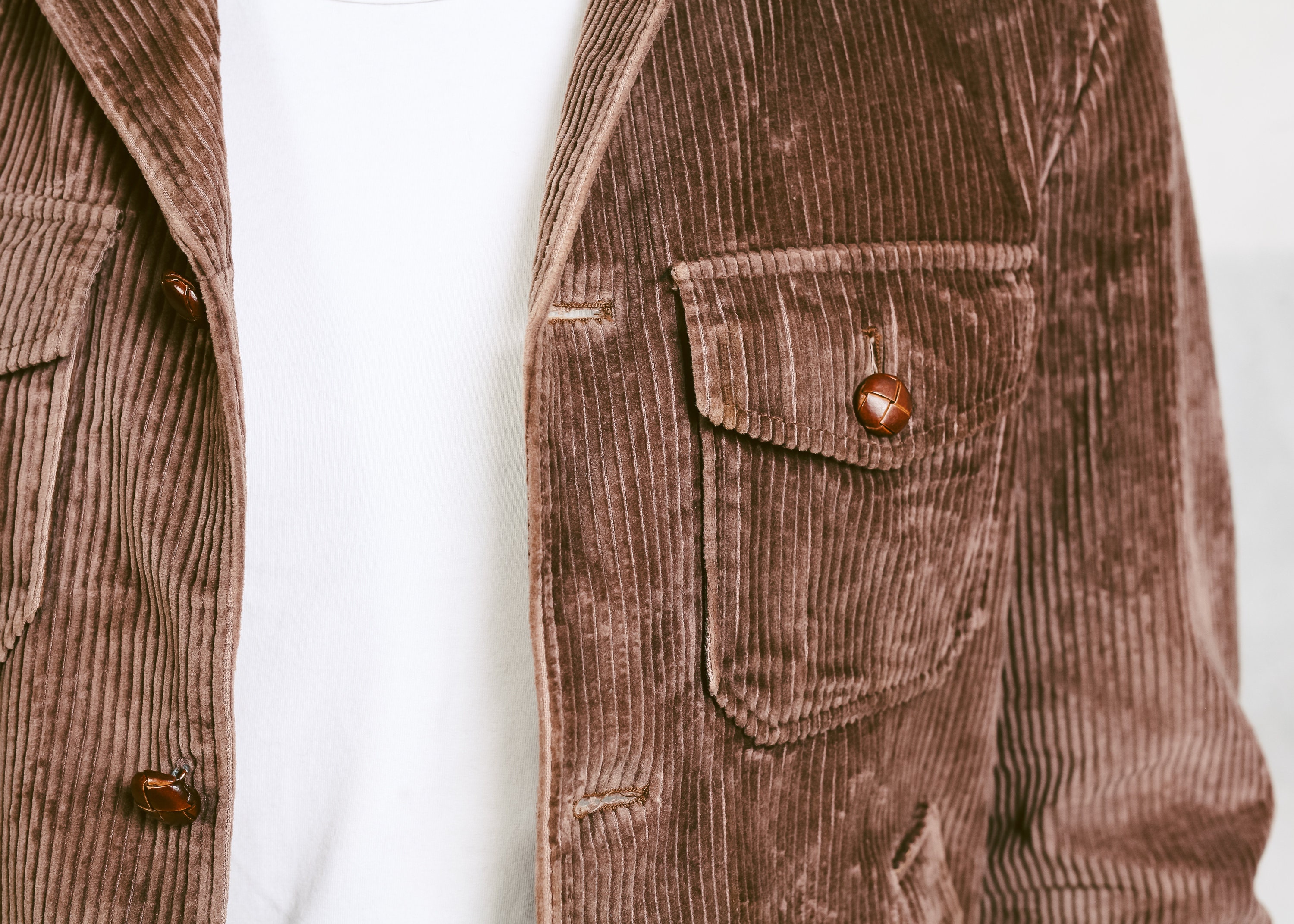 Brown Corduroy Jacket . Men Vintage 1970 Clothing Retro Jacket Brown