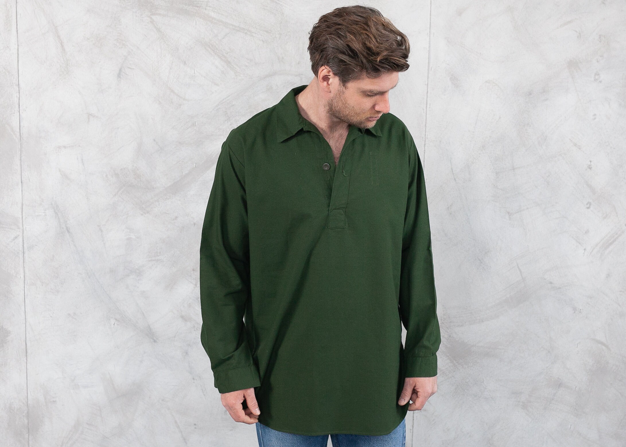 Vintage 80s Army Anorak Shirt . Cotton Combat Shirt Green Shirt ...