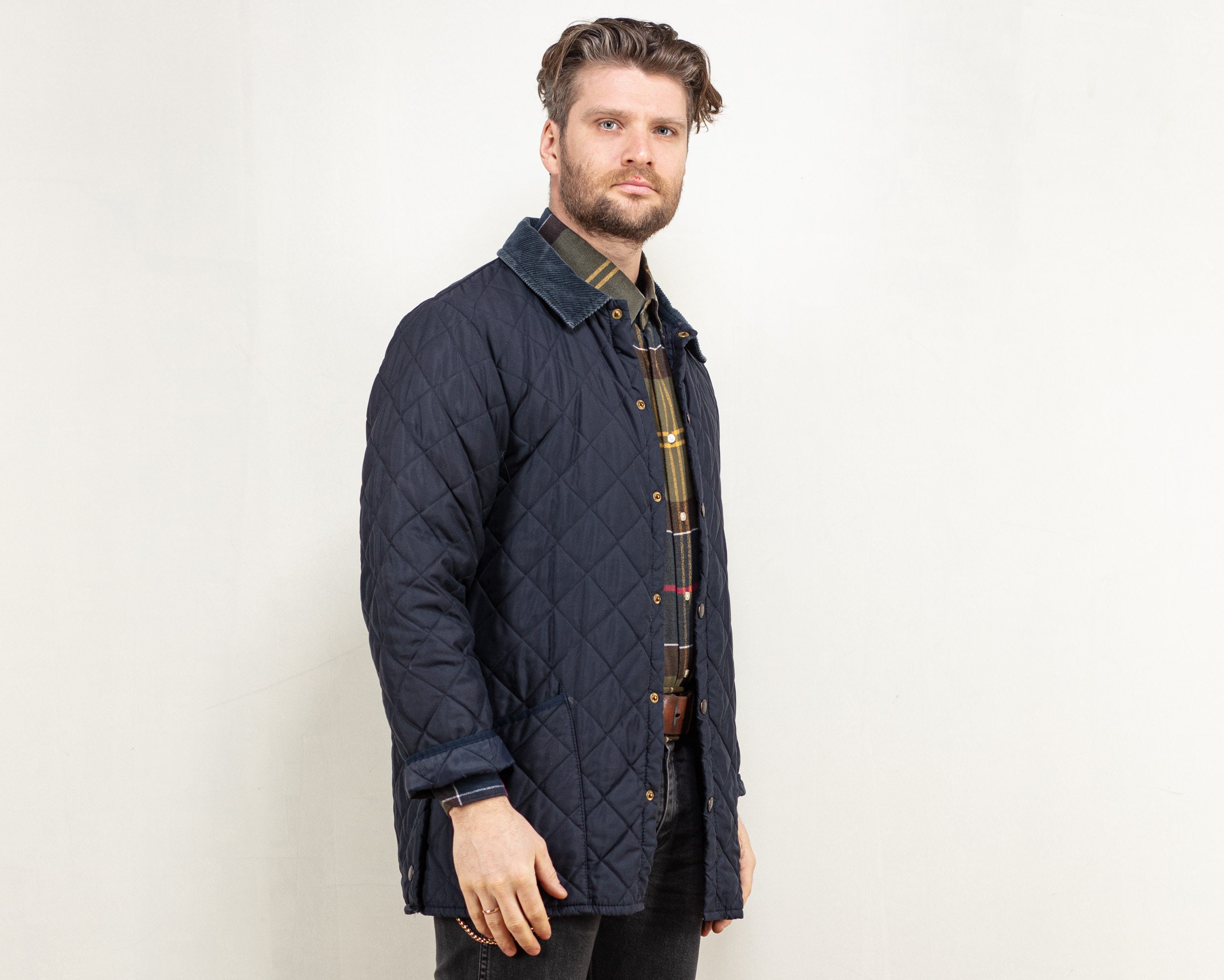 Barbour Jacket Men eskdale vintage 00s navy jacket diamond quilted