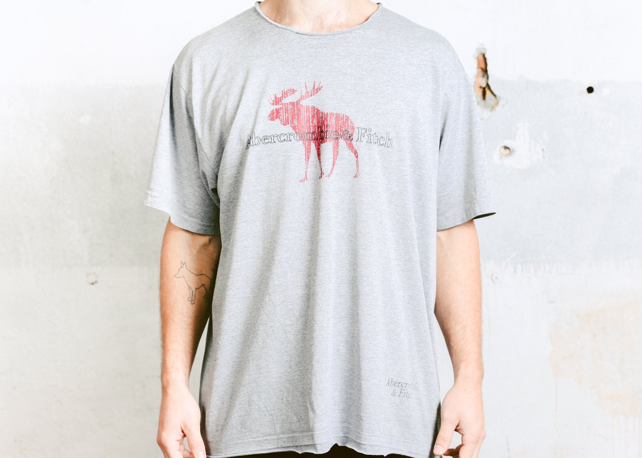 Abercombie Fitch T Shirt Men s Vintage Grey Tee Shirt Graphic Print 