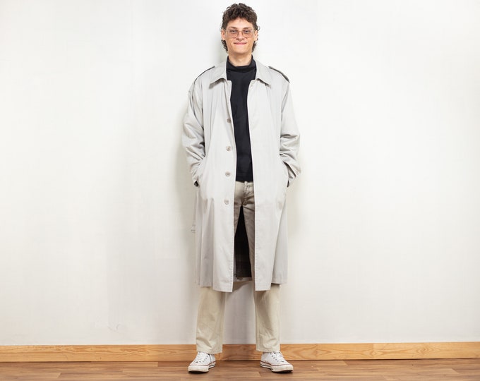 Mac Mens Coat 70's grey midi parka mac overcoat classic preppy minimalist single breasted autumn winter classy menswear size medium M