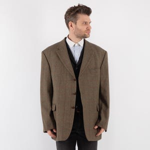 80&#39;s Beige Men Wool Blazer, Size XL Vintage Wool Jacket, Retro Sport Coat, Wool Jacket, Mens Clothing, Heritage, Preppy Academia Blazer