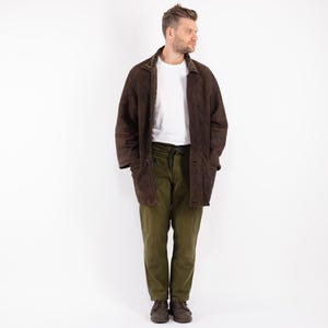 90&#39;s Brown Sheepskin Coat, Size L/XL Vintage Shearling Coat, Retro Leather Coat, Mens Leather Coat, Rugged Western Sheep Coat, Mens Clothing