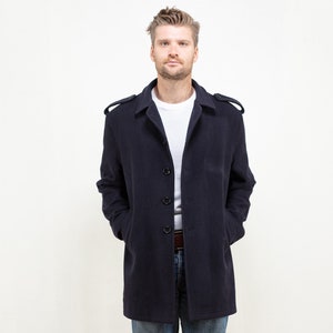Blue Wool Peacoat classic men vintage 1990s winter overcoat blue short coat mac coat retro casual coat men vintage clothing size large