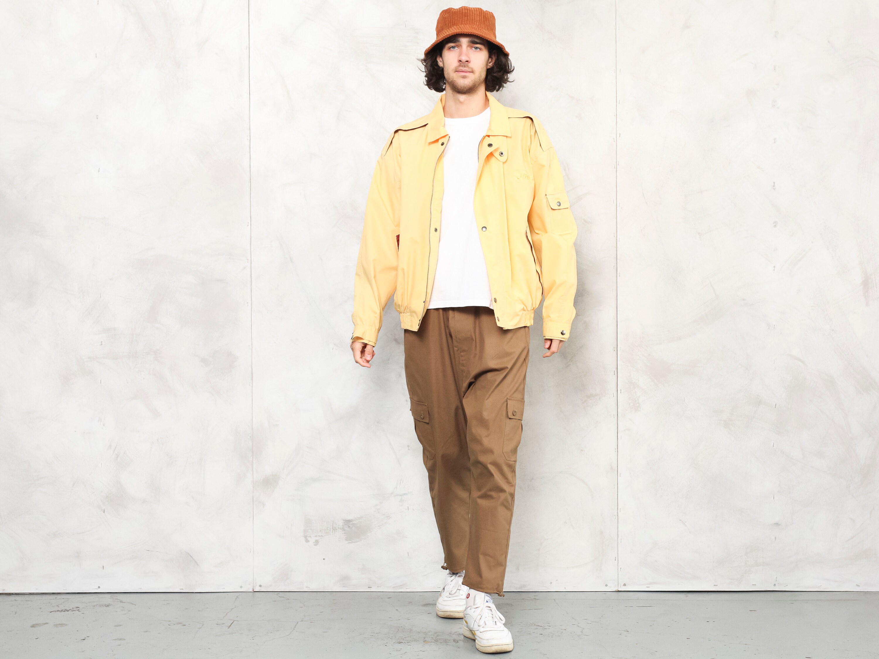 Yellow Bomber Jacket Boho Summer Vintage 90s Collage Men - Etsy