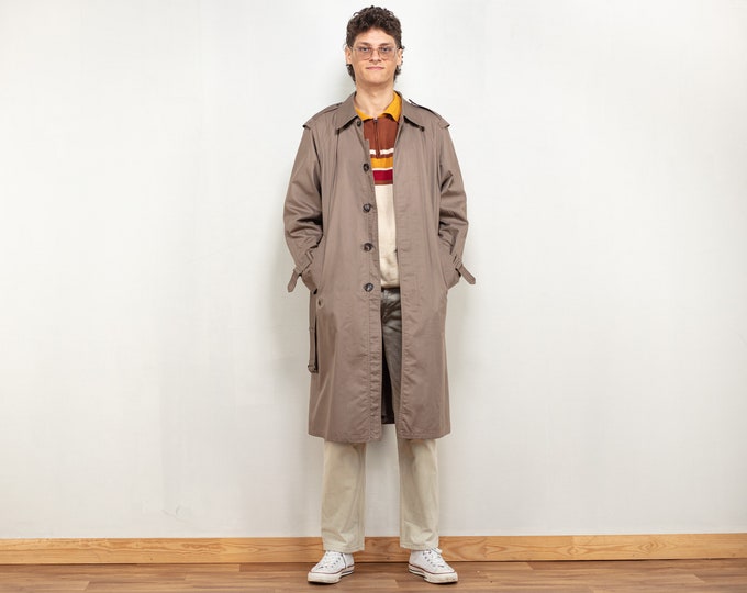 Mac Coat Men 70's men vintage khaki parka mac overcoat classic trench coat minimalist sleek preppy everyday autumn classy size medium M