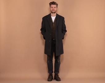 Gray Wool Men&#39;s Coat 70s, Size M Retro Wool Coat, Winter Fall Coat, Vintage 70s Coat, Wool Overcoat, Mens Clothing, Classy Wool Topcoat