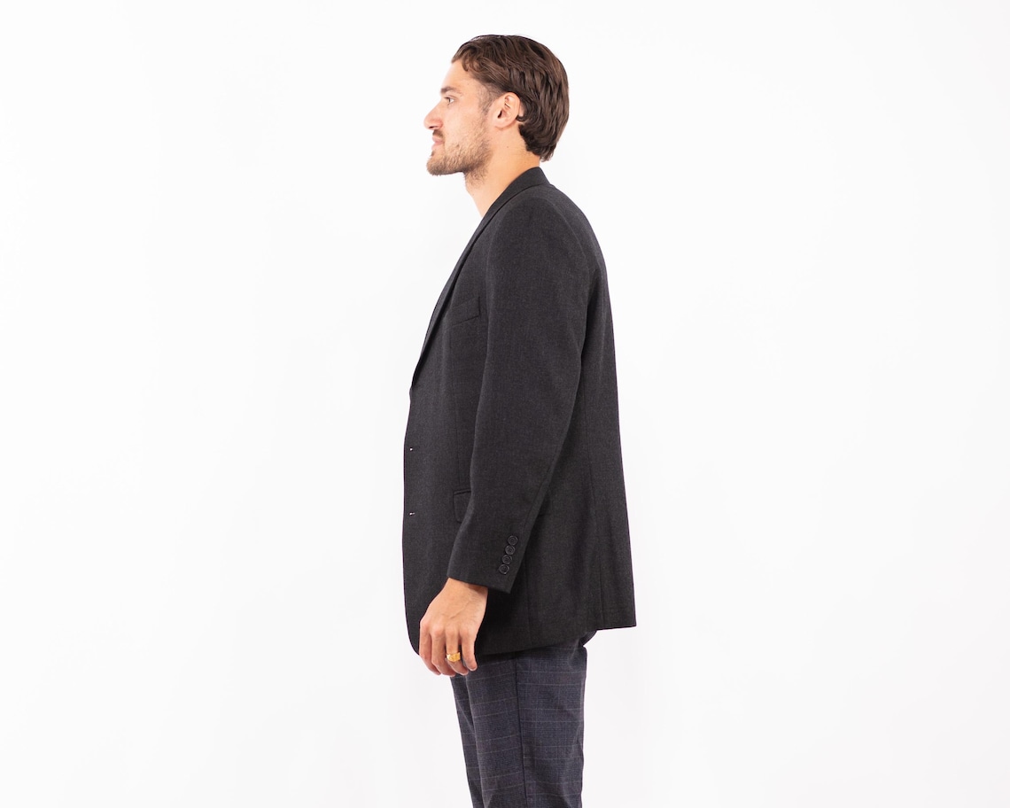 Gray Wool Blend Blazer, Size L Vintage Wool Jacket, Retro Sport Coat, Gray Wool Jacket, Heritage Fashion, Old Money Style, Retro Sport Coat, foto 2 de 5