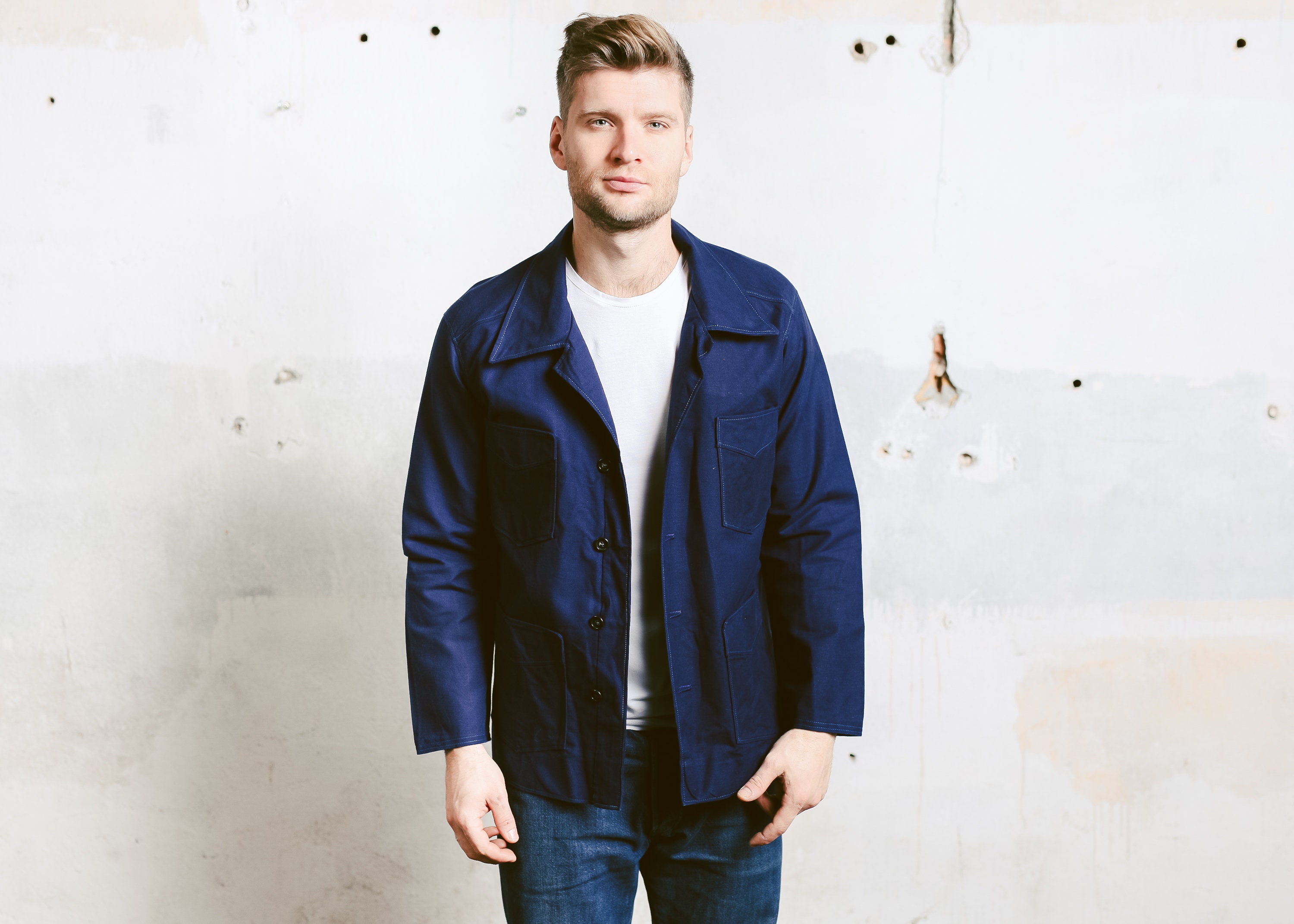 blue work clothes