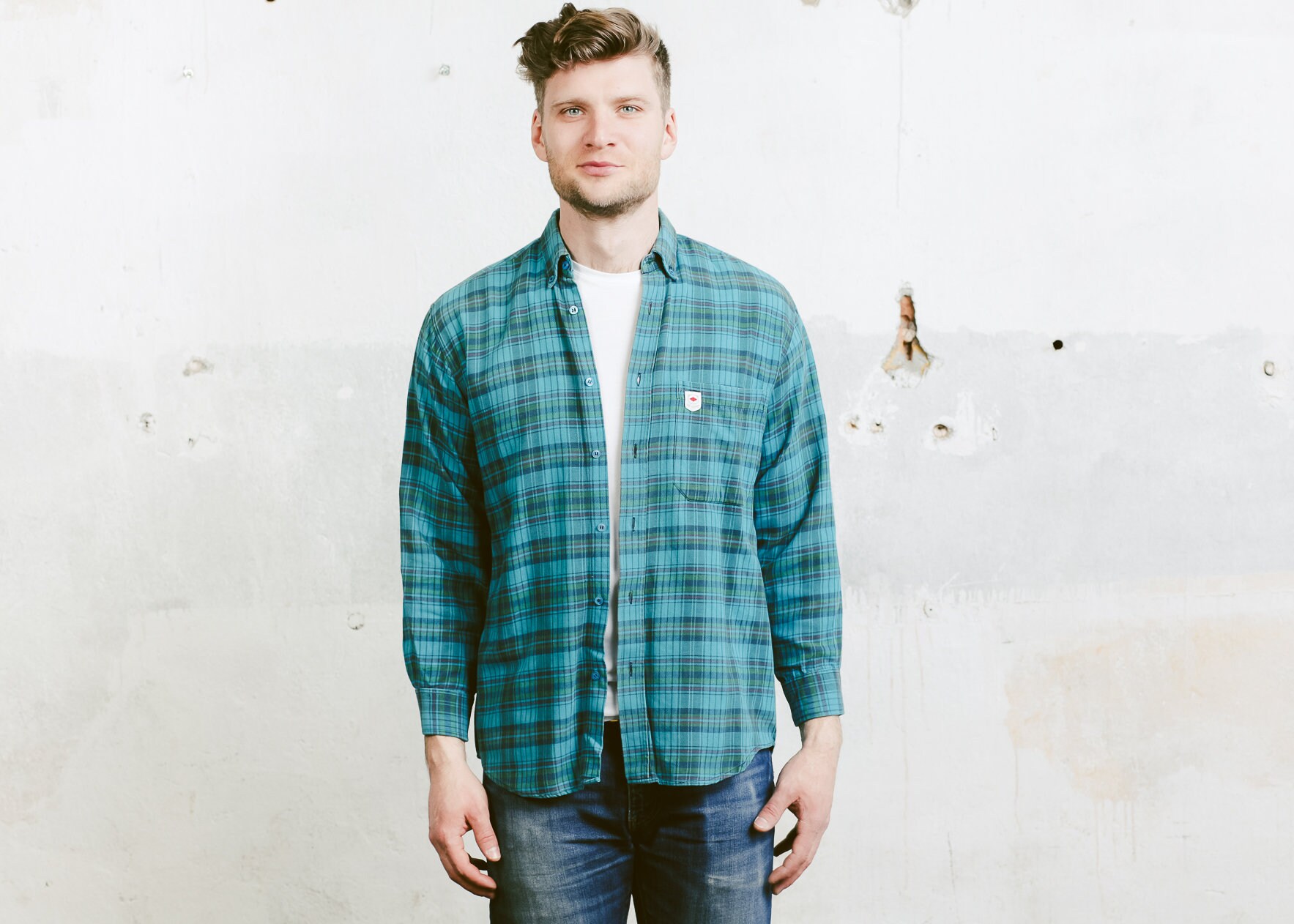 Men Plaid Flannel Shirt . Vintage 90s Grunge Soft Flannel Oversized ...