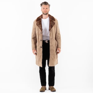 1970s Men&#39;s Sheepskin Coat, Men&#39;s Size L Large Vintage Shearling Coat, Western Ranch Wear Style, Marlboro Man Coat, Old Fashioned Outerwear
