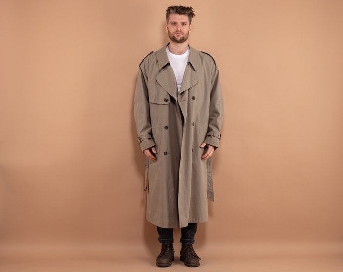 Oversized Trench Coat 90s, Size Extra Large XL, Vintage Clothing, Double Breasted Coat, Maxi Office Coat, Commuter Coat, Spring Clothing