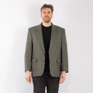 90s Green Men&#39;s Blazer Jacket, Size L/XL Vintage Wool Jacket, Retro Sport Coat, Old Money Style, Mens Clothing, Heritage Wear, Preppy Style