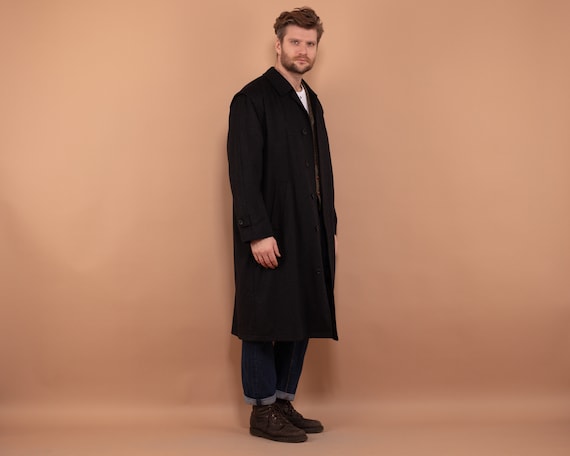 Longline Wool Blend Coat 90s, Size XL, Men Minima… - image 2