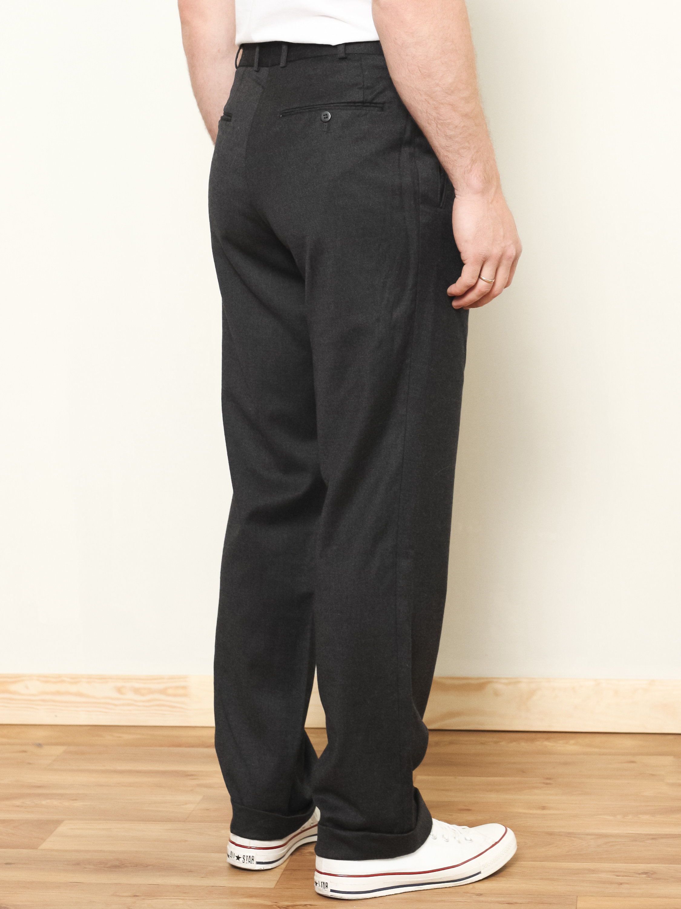 Casual Wool Pants men vintage 80s suit pants grey trousers men casual