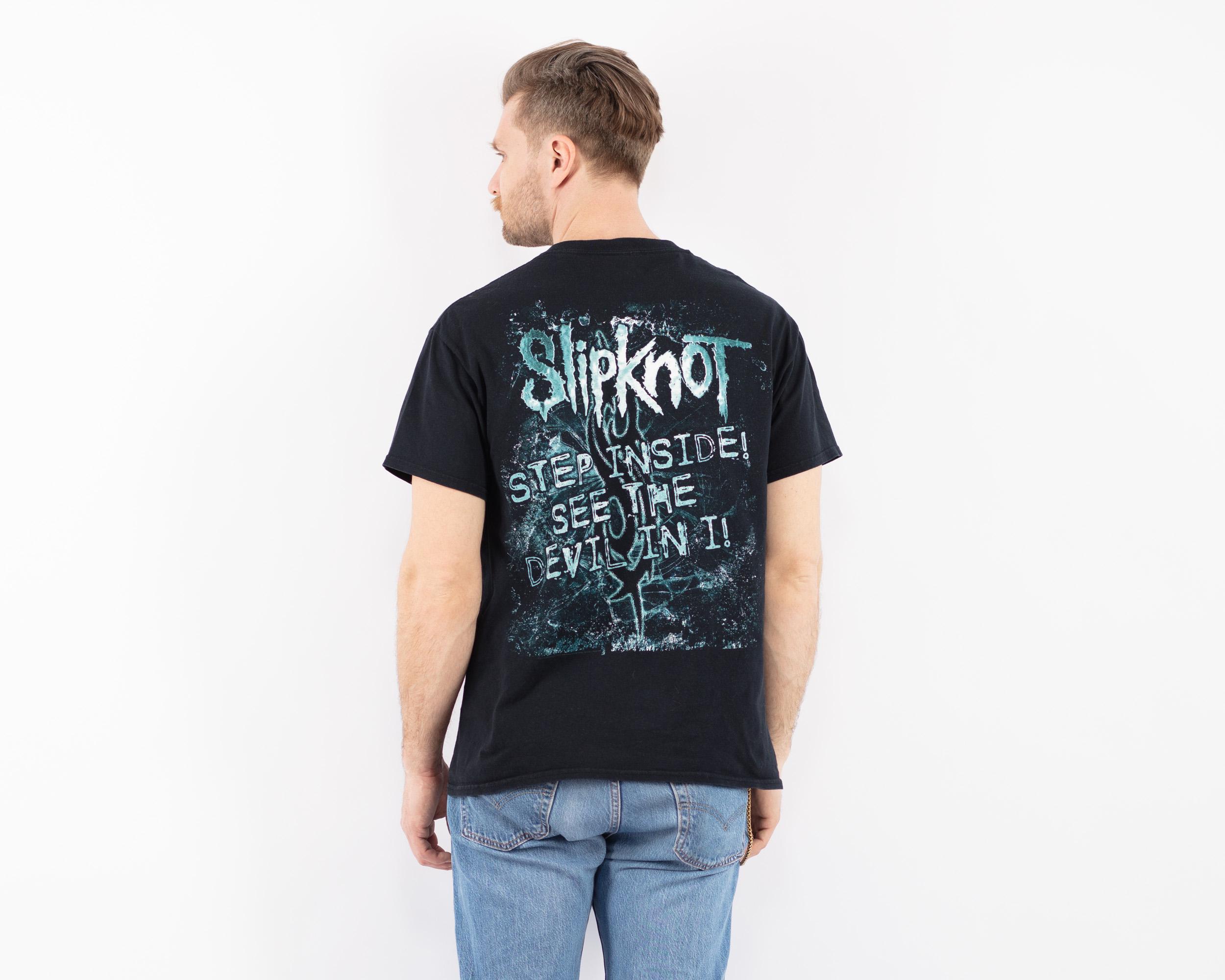 Vintage Slipknot Band Tee, Blue Graphic T-shirt, Men
