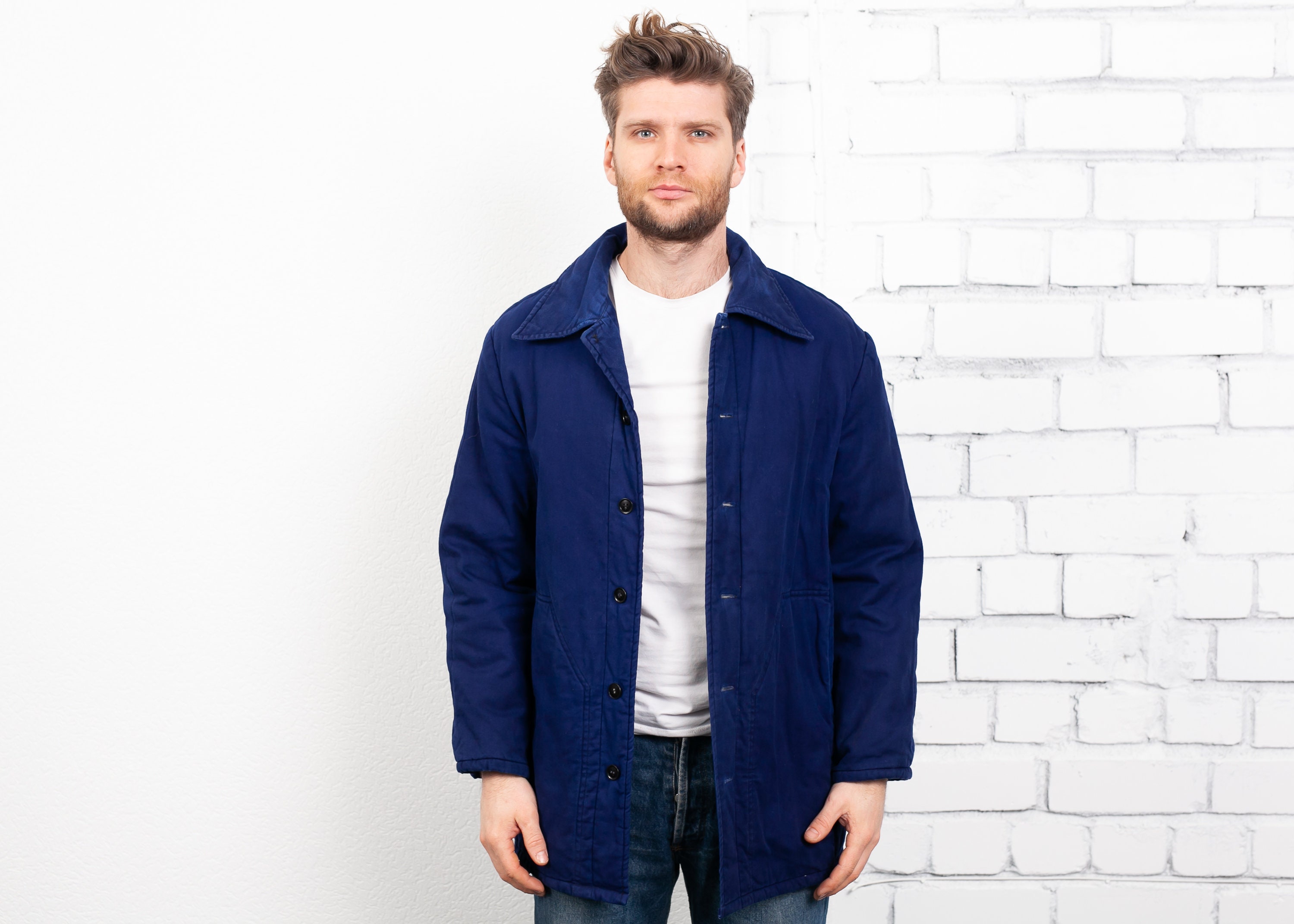 Vintage Padded Work Jacket . Men Winter Chore Coat Prisioner Uniform