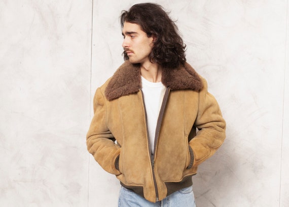 Sheepskin Aviator Jacket Vintage Shearling Jacket