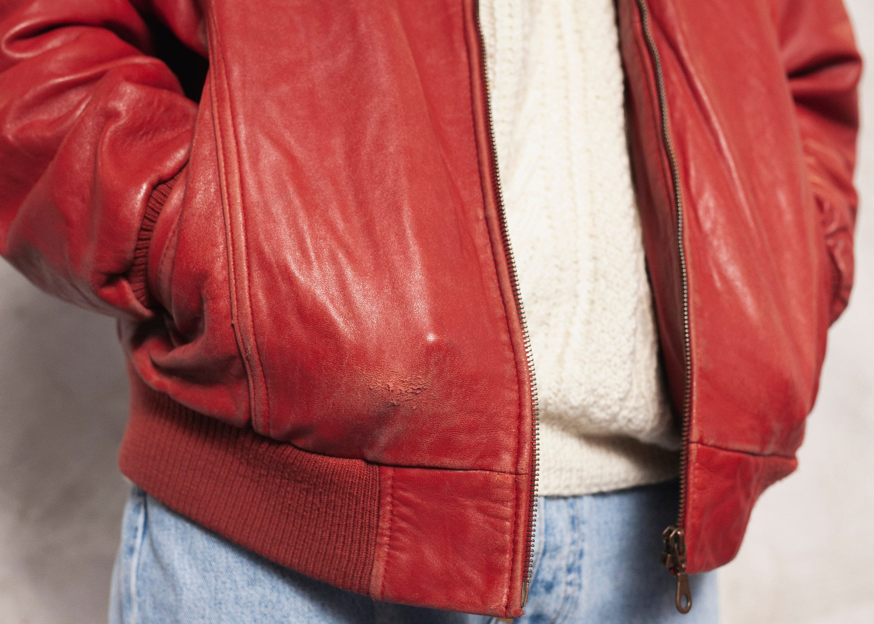 Red Bomber Jacket Leather Red Vintage Flight Jacket Punk Jacket Aviator