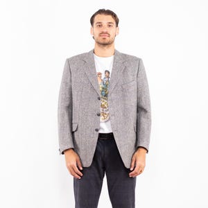 80er Jahre Graue Wollblazer Jacke, Herren Größe L Vintage Wolljacke, Retro Sakko, Erbs Mode, Old Geld Stil