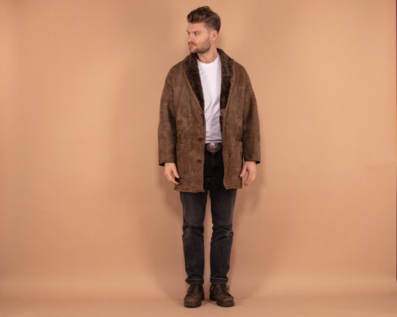 Herren Schaffell Mantel, Größe Medium M Lammfell Mantel, 80er
