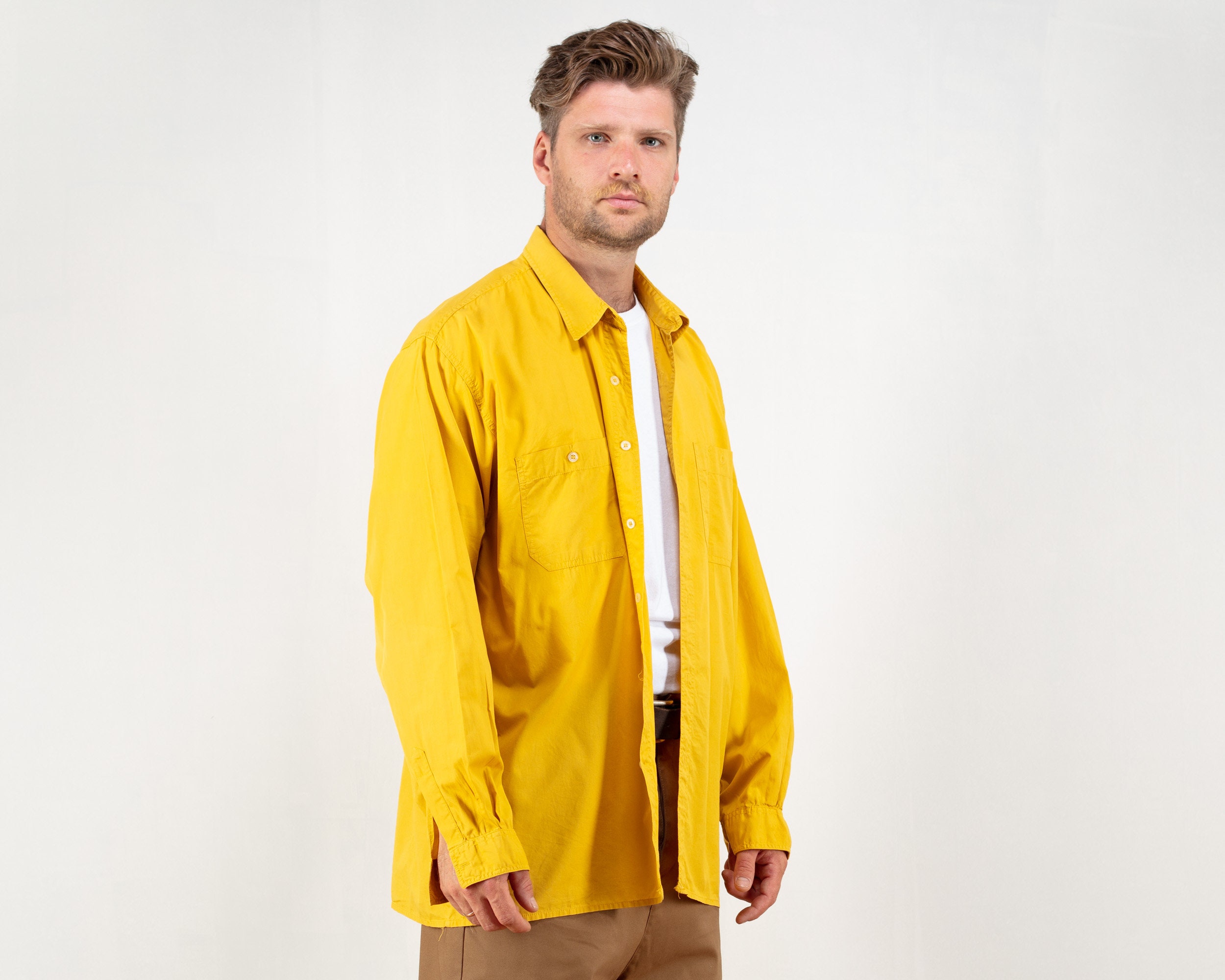 mens pastel yellow shirt