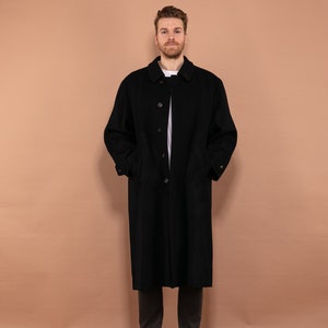 Men&#39;s Wool Long Coat 90s, Size L Cashmere Wool Blend Coat In Blue, Vintage Wool Coat, Autumn Wool Coat, 90s Office Coat, Elegant Coat