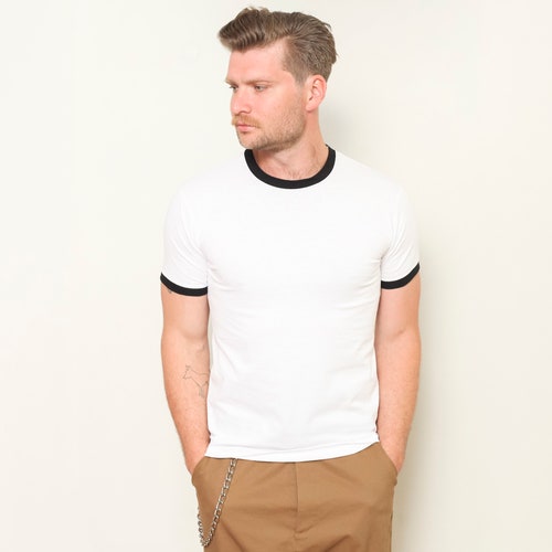 Black Men's T-shirt Vintage Basic 00s Men Short Sleeve - Etsy