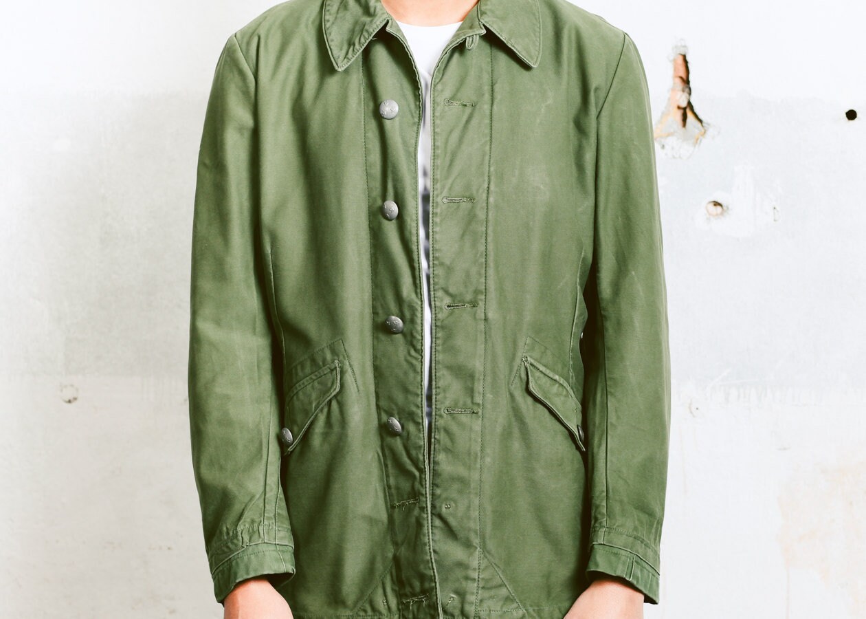 Military Jacket . Vintage 70s Mens Green Army Coat Swedish PARKA Jacket ...