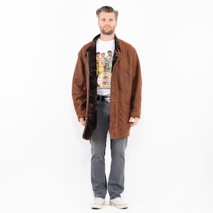 90s Brown Men&#39;s Sheepskin Coat, Size XL Vintage Shearling Coat, Retro Leather Coat, Yellowstone Coat, Rugged Western Wear, Mens Clothing