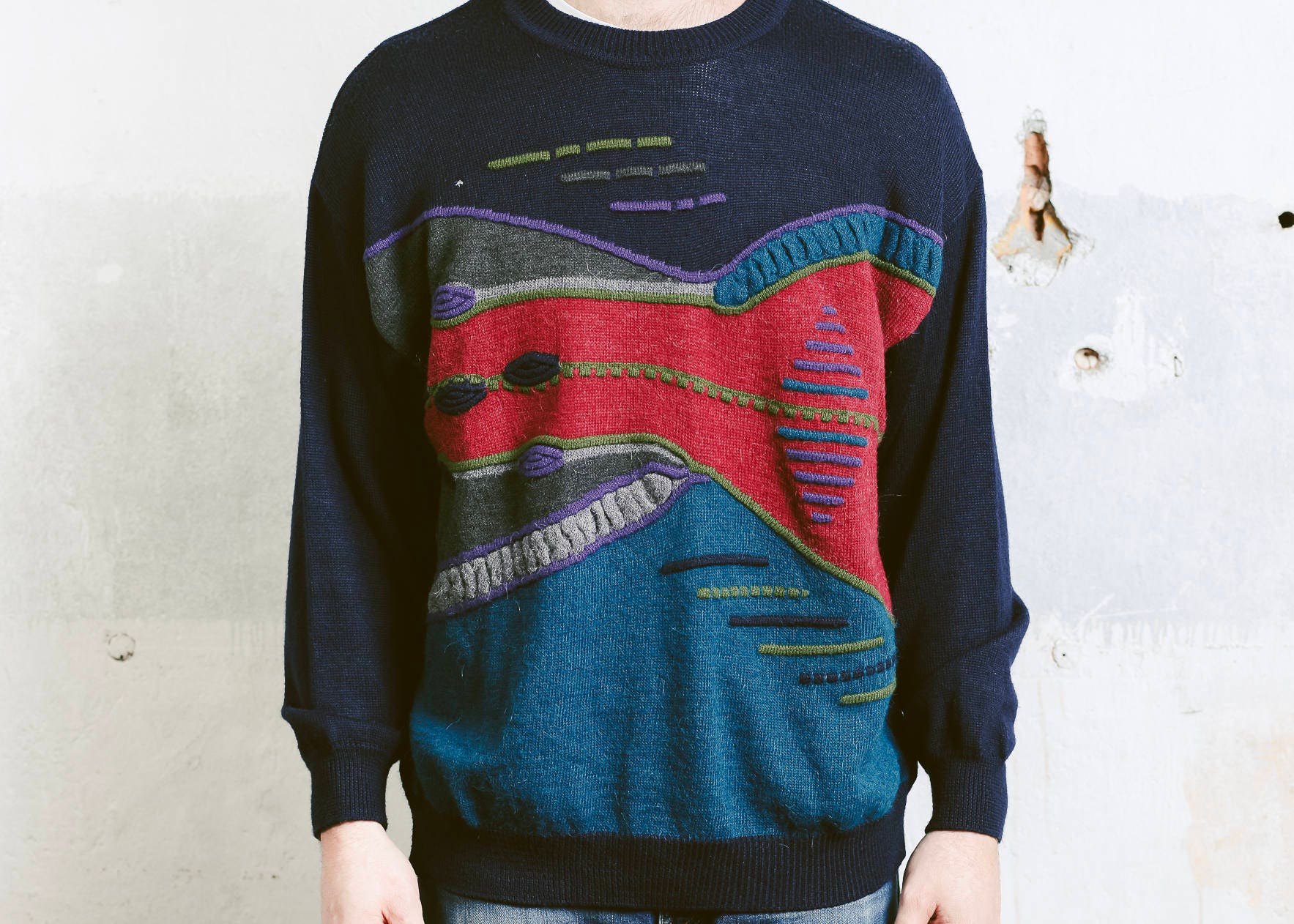 Men Vintage Coogi Style Sweater . 90s Grunge Sweater Geometric ...