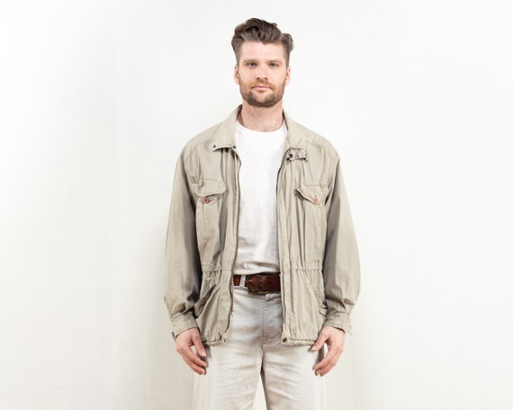 Beige Cotton Jacket Vintage 90s Light 