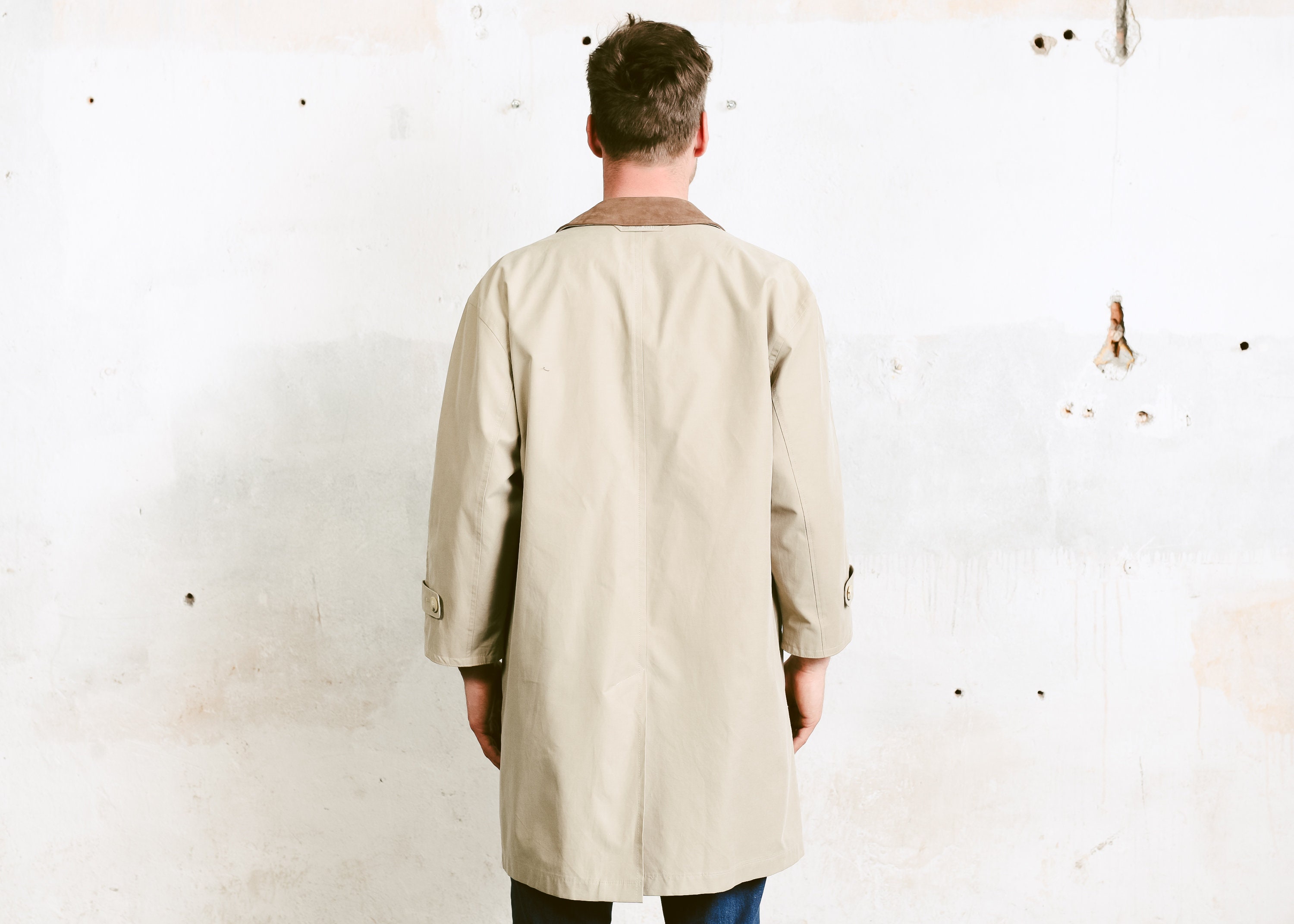 Beige Bugatti Mac Coat . Men's Vintage 80s Duster Coat Spring Coat ...