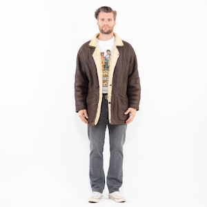 Vintage Men&#39;s Sheepskin Coat, Size L Brown Shearling Coat, Retro Leather Coat, Yellowstone Style, Rugged Western Wear, Mens Clothing