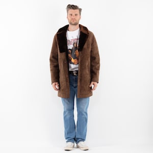 70s Sheepskin Shearling Coat, Men&#39;s Size Large Vintage Shearling Coat, Western Ranch Wear, Western Apparel, Marlboro Man Coat, 70s Outerwear