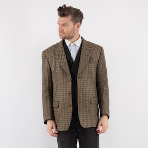 90&#39;s Men Beige Wool Blazer , Size M Vintage Wool Jacket, Retro Sport Coat, Green Wool Jacket, Heritage Fashion, Preppy Academia Blazer