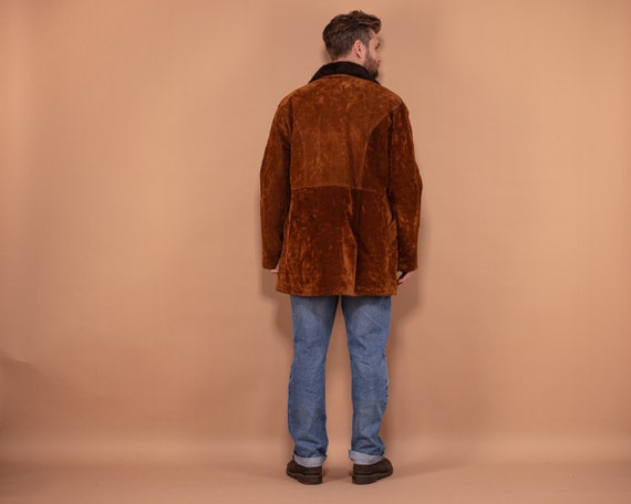 Brown Velour Sherpa Coat 90's, Size Large, Men Fa… - image 3